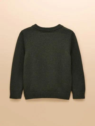 Joules Kids' Jonty Fox Green Knitted Jumper back