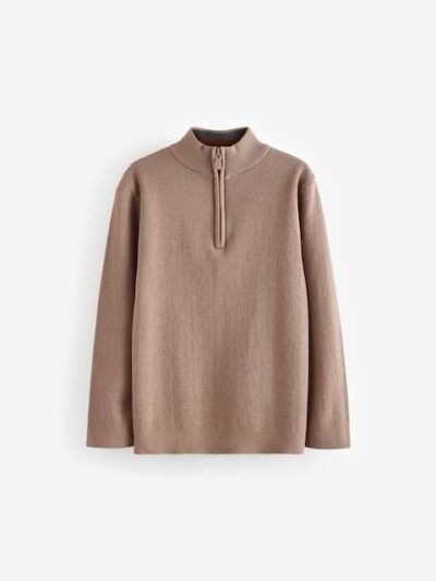 Tan Brown Quarter Zip Jumper