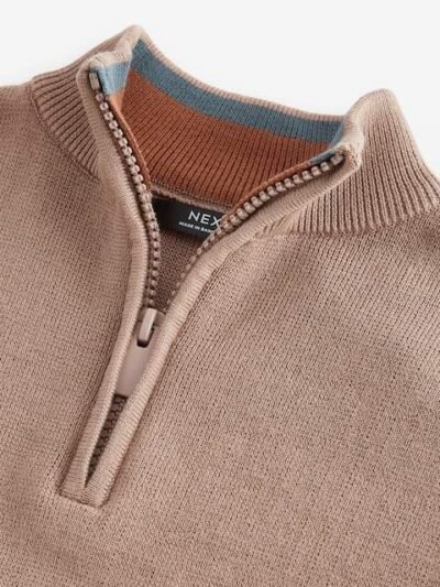 Tan Brown Quarter Zip Jumper