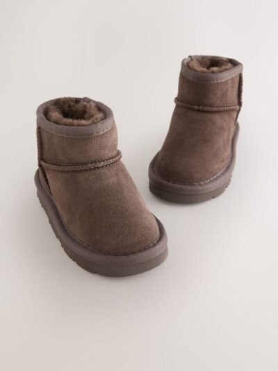 Chocolate Brown Water Repellent Standard Fit (F) Suede Pull On Boots