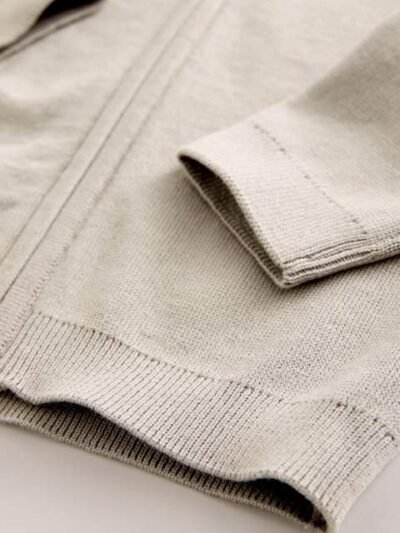 Neutral Zip Through Knitted Cardigan