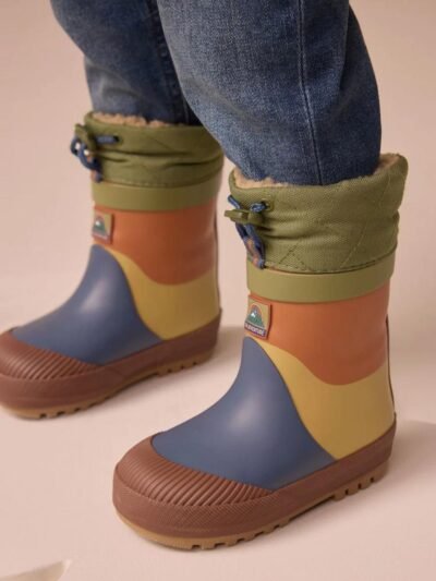 Blue/Green Colourblock Thermal Thinsulate™ Lined Cuff Wellies