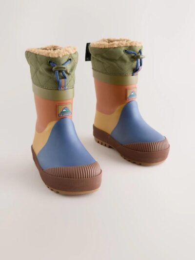 Blue/Green Colourblock Thermal Thinsulate™ Lined Cuff Wellies