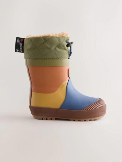 Blue/Green Colourblock Thermal Thinsulate™ Lined Cuff Wellies
