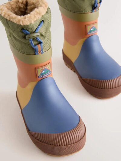 Blue/Green Colourblock Thermal Thinsulate™ Lined Cuff Wellies
