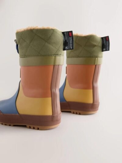 Blue/Green Colourblock Thermal Thinsulate™ Lined Cuff Wellies