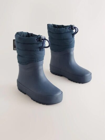 Blue Navy Quilted Cuff Wellies