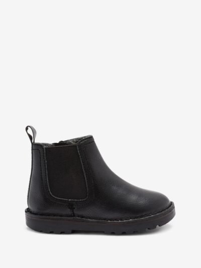 Black Standard Fit (F) Warm Lined Leather Chelsea Boots