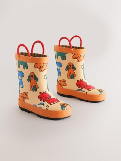 Orange Dog Handle Pull On Wellies