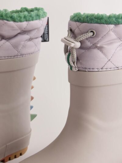 Grey Dinosaur Thermal Thinsulate™ Lined Cuff Wellies