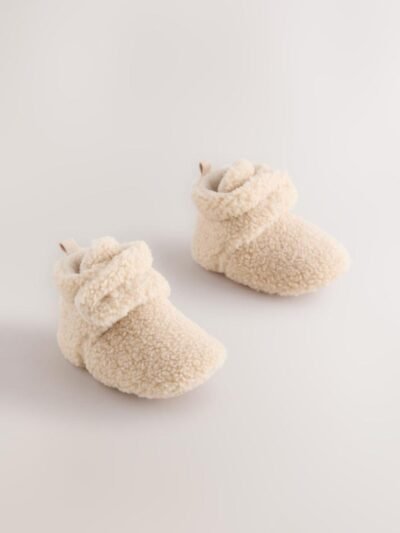 Neutral Borg Baby Touch Fastening Slipper Boots