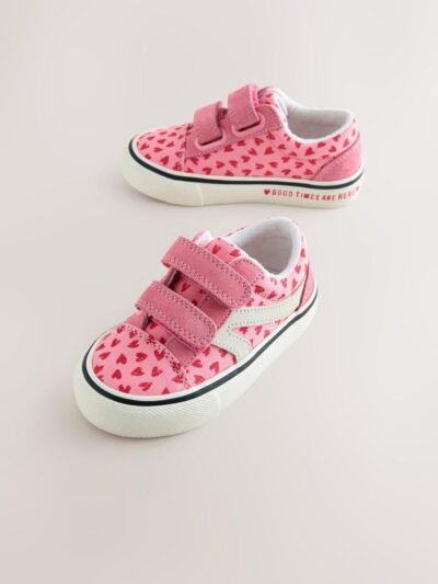 Pink Heart Standard Fit (F) Touch Fastening Trainers