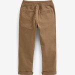 Tan Brown Regular Fit Rib Waist Pull-On Trousers