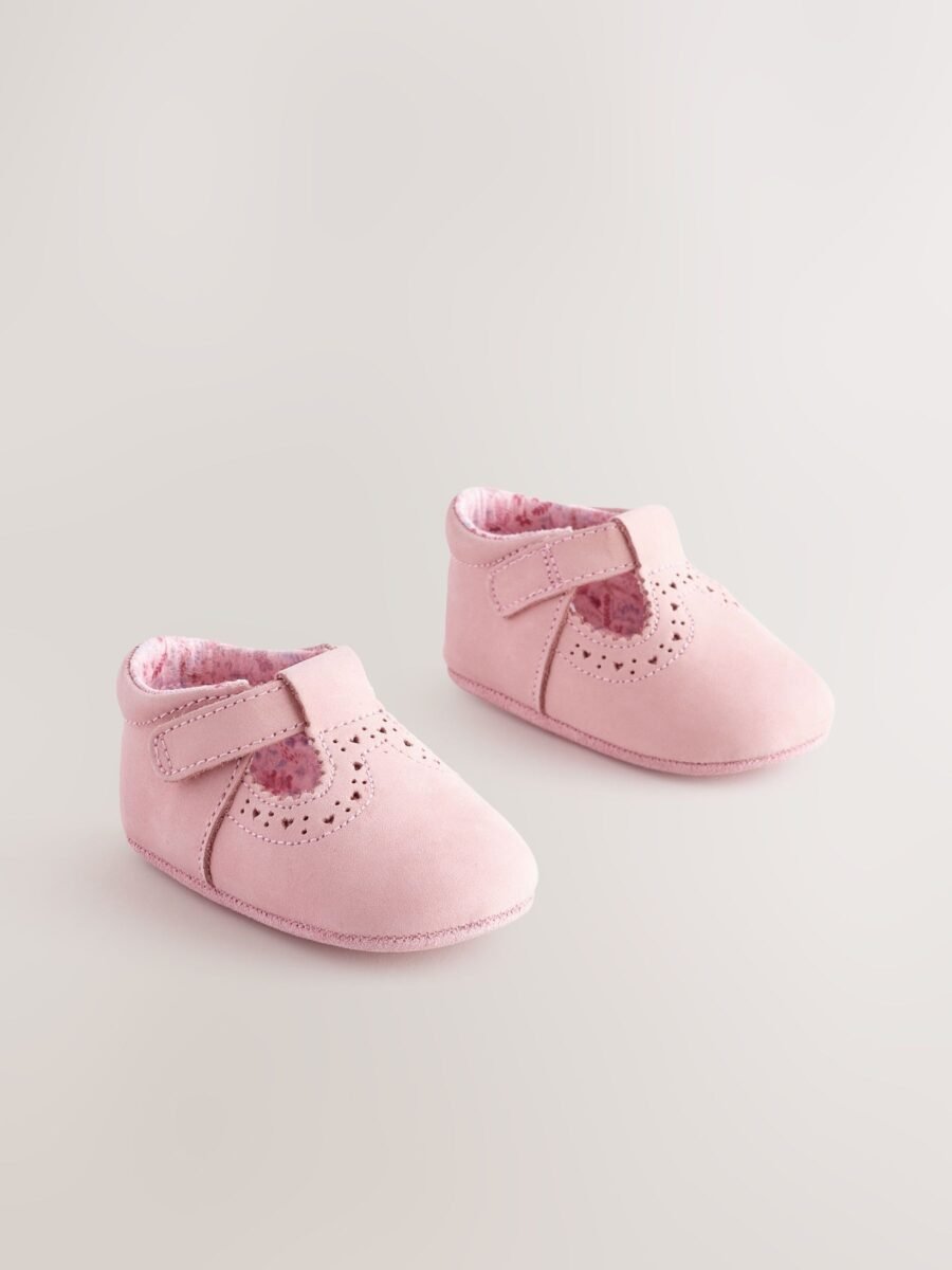 Pink Leather Baby T-Bar Shoes