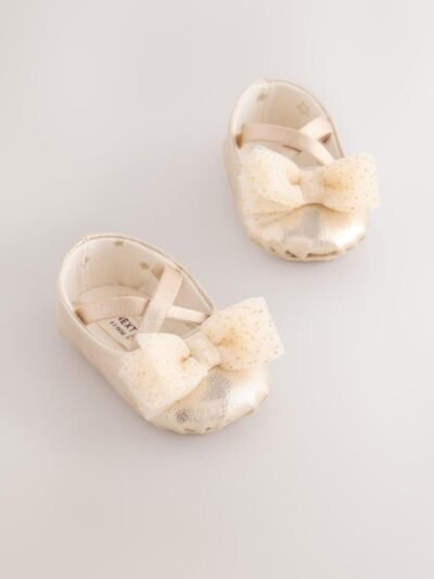 Gold Baby Bow Occassion Shoes