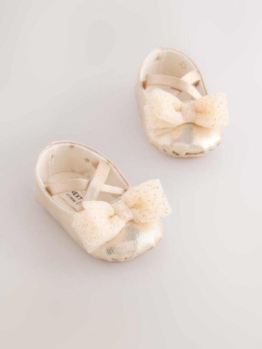 Gold Baby Bow Occassion Shoes