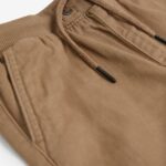 Tan Brown Regular Fit Rib Waist Pull-On Trousers