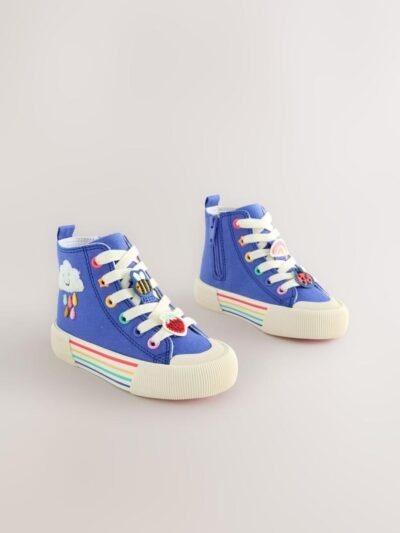 Blue Character Appliqué Standard Fit (F) High Top Trainers