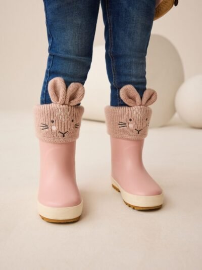 Pink Bunny Lined Cuff Wellies