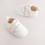 White Rainbow Touch Fasten Baby Trainers