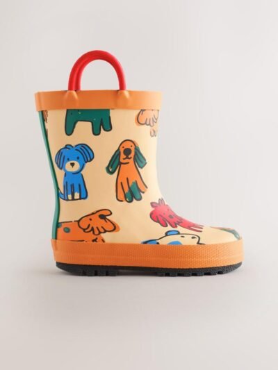 Orange Dog Handle Pull On Wellies