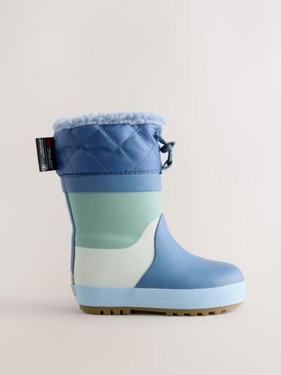 Blue Colourblock Thermal Thinsulate™ Lined Cuff Wellies