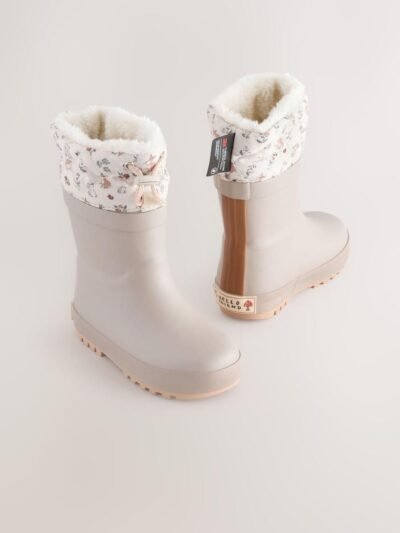 Brown Printed Character Thinsulate Lined Cuff Wellies