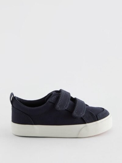 Navy Canvas Wide Fit (G) Two Strap Touch Fastening Trainers