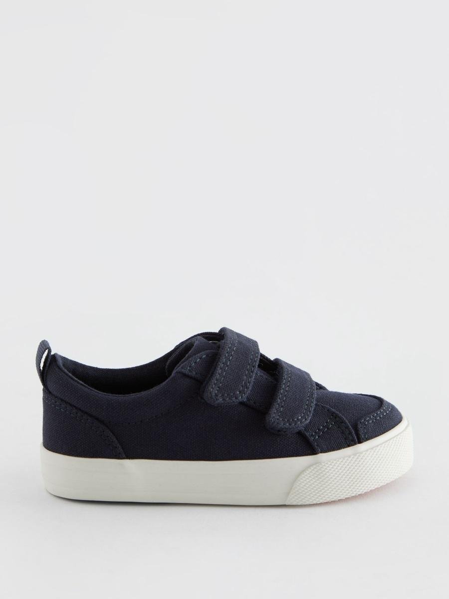 Navy Canvas Wide Fit (G) Two Strap Touch Fastening Trainers