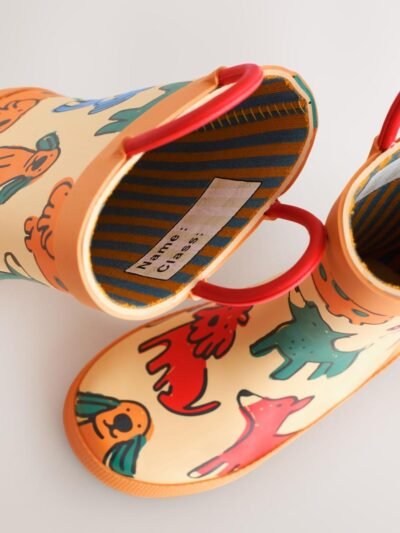 Orange Dog Handle Pull On Wellies