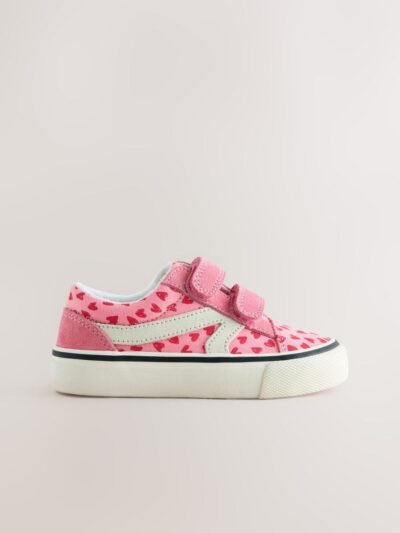 Pink Heart Standard Fit (F) Touch Fastening Trainers