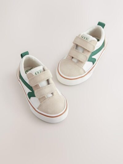 White/Green Standard Fit (F) Touch Fastening Skate Trainers