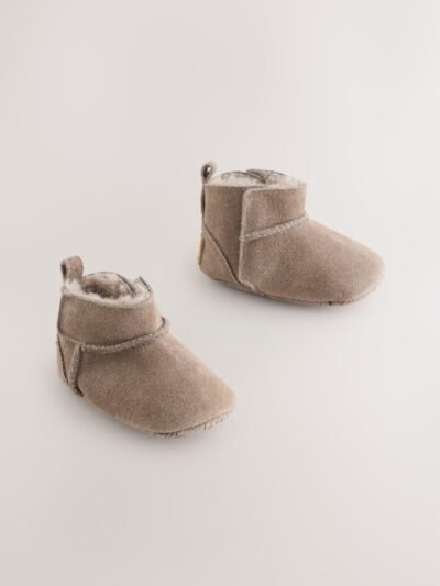 Mink Brown Suede Baby Pull-On Boots