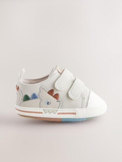Grey Dino Two Strap Baby Trainers