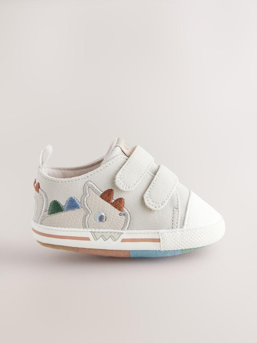 Grey Dino Two Strap Baby Trainers