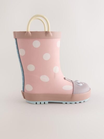 Pink Ladybird Handle Wellies