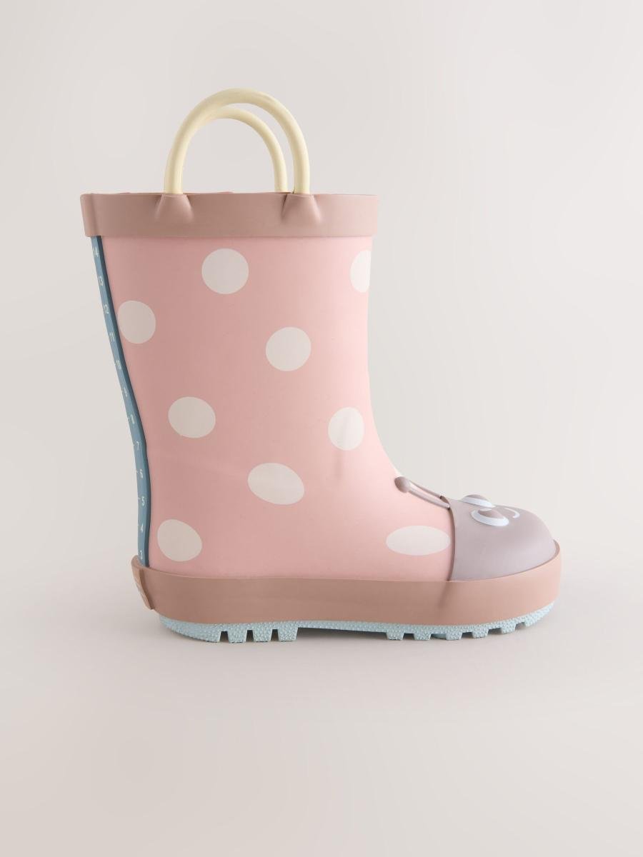 Pink Ladybird Handle Wellies