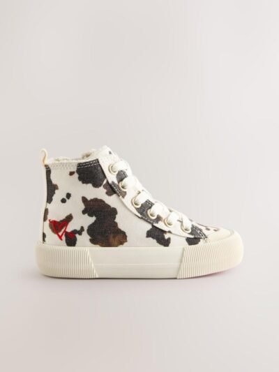 Animal Cow Print Standard Fit (F) High Top Trainers