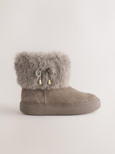 Grey Water Repellent Suede Boots