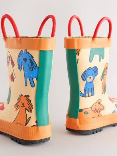 Orange Dog Handle Pull On Wellies