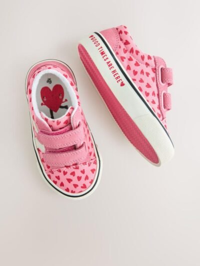 Pink Heart Standard Fit (F) Touch Fastening Trainers