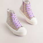 Multi Glitter Standard Fit (F) Lace-Up High Top Trainers