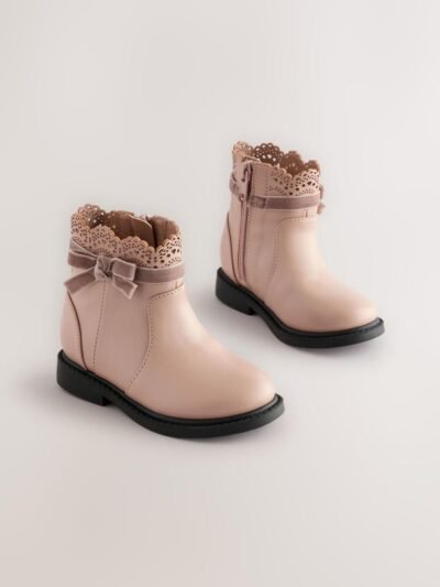Mink Brown Chelsea Bow Ankle Boots