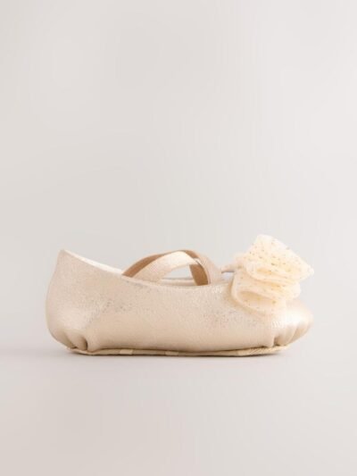 Gold Baby Bow Occassion Shoes