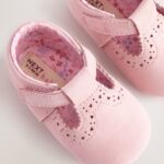 Pink Leather Baby T-Bar Shoes