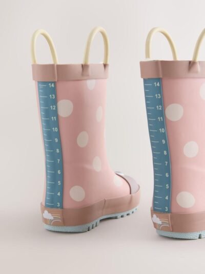 Pink Ladybird Handle Wellies