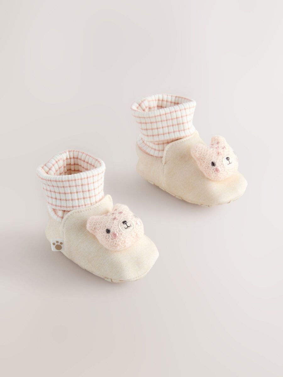 Neutral Bear Baby Sock Top Boots