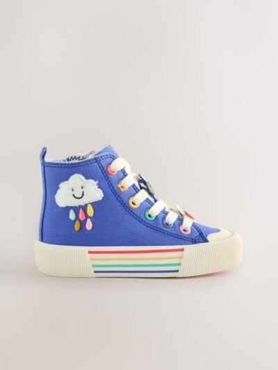 Blue Character Appliqué Standard Fit (F) High Top Trainers