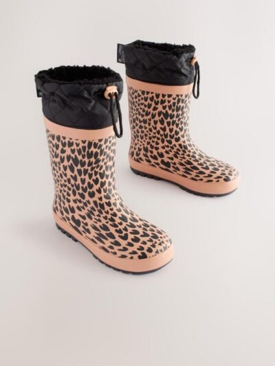 Brown Animal Print Cuff Wellies