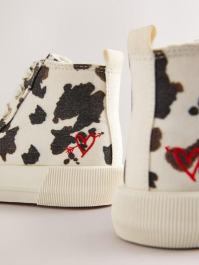 Animal Cow Print Standard Fit (F) High Top Trainers
